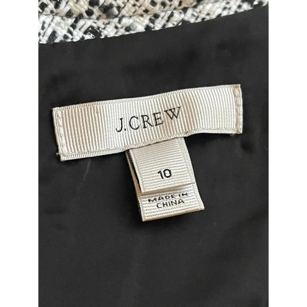 J. Crew Tweed Sheath Dress Black‎ White Long Sleeve Career Size 10